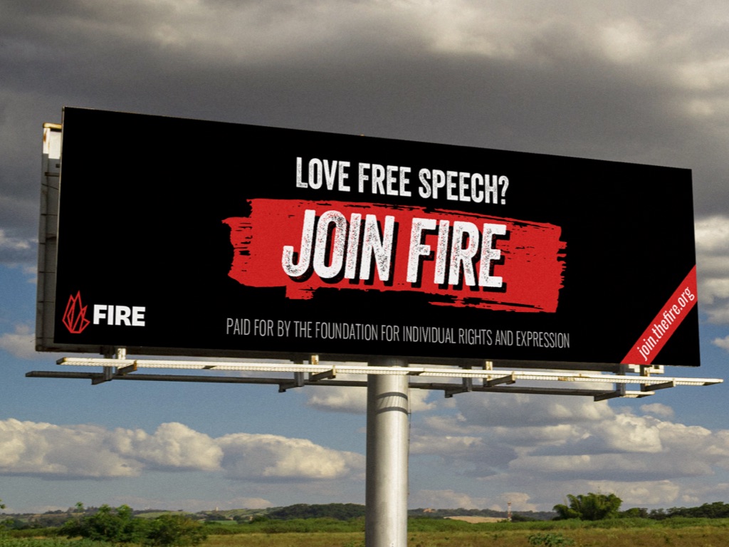 Billboard photo: 'Love Free Speech? Join FIRE.'